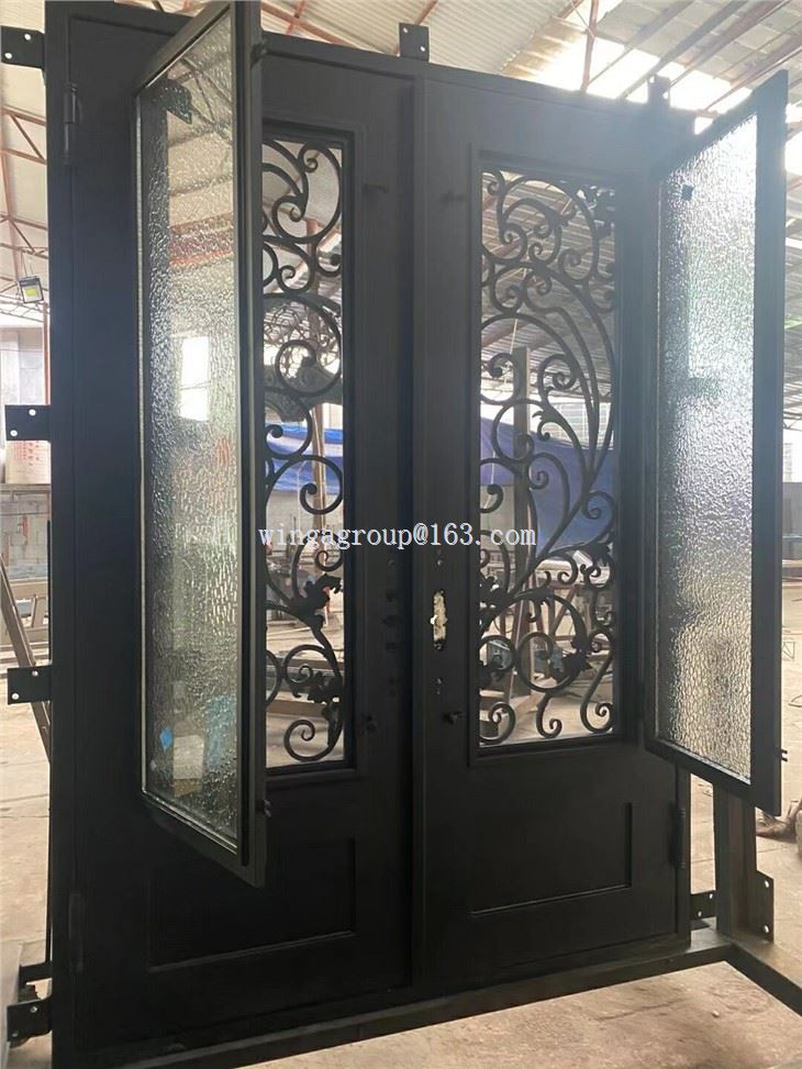 Square Shape Custom Wrought Iron Entry Doors